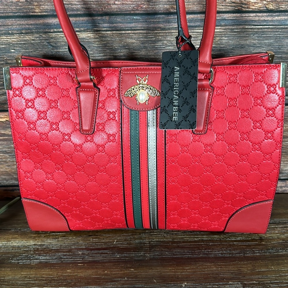 American Bee Red Work Bag with Padded Electronic pocket. - Picture 2 of 7